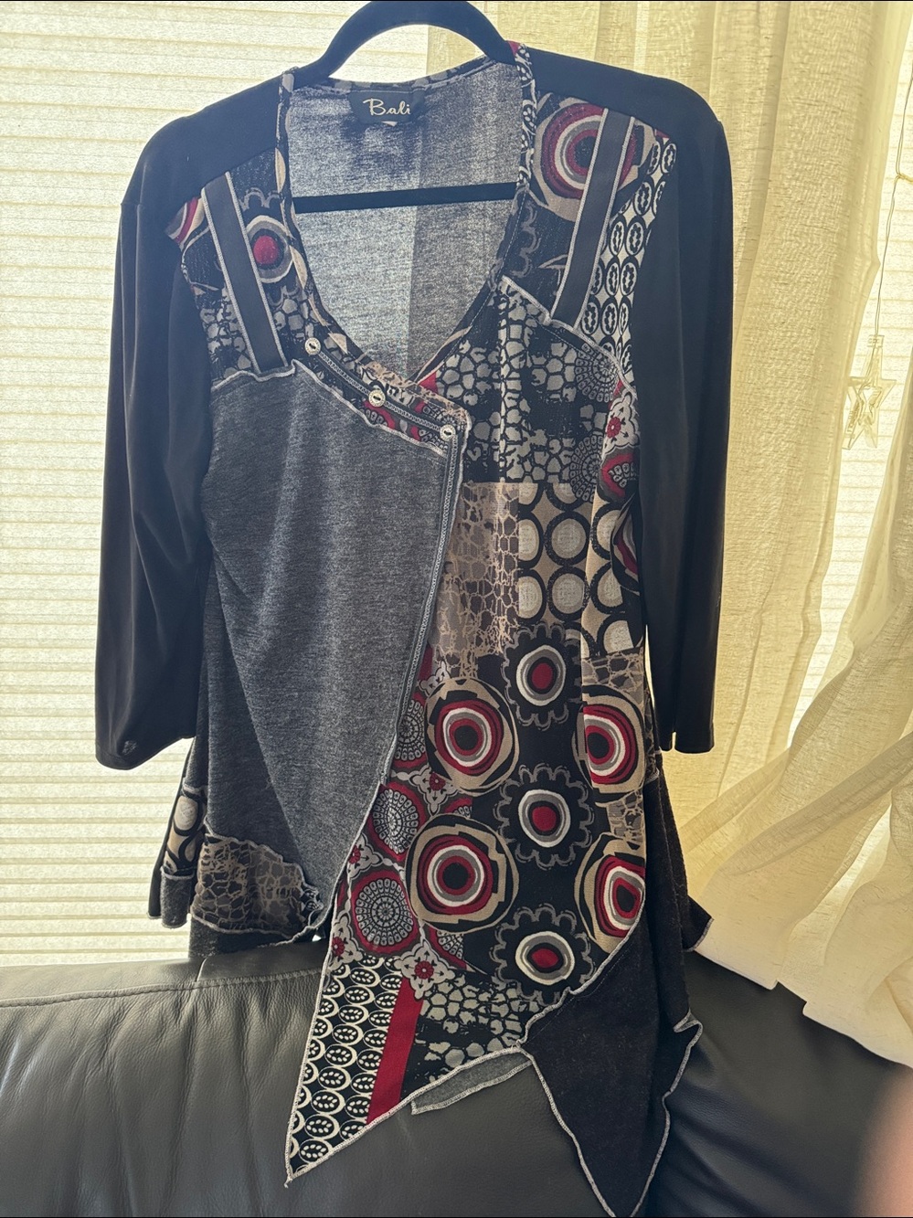 This and That Top Womens XL Boho Tunic Shirt Colorful Patchwork Artsy Lagenlook